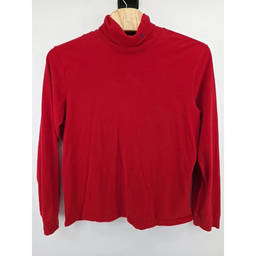Polo Ralph Lauren Mens XXL Red Cotton Turtleneck Long Sleeve Pony Logo Sweater